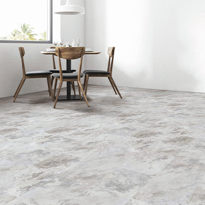 large format vinyl tile flooring in kitchen