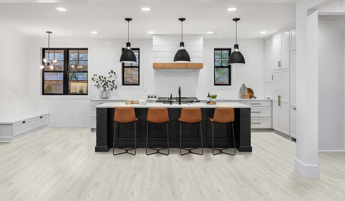 light wood look laminate flooring in a kitchen