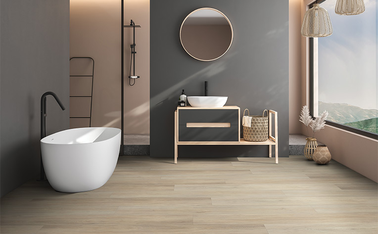 luxury vinyl plank flooring in bathroom